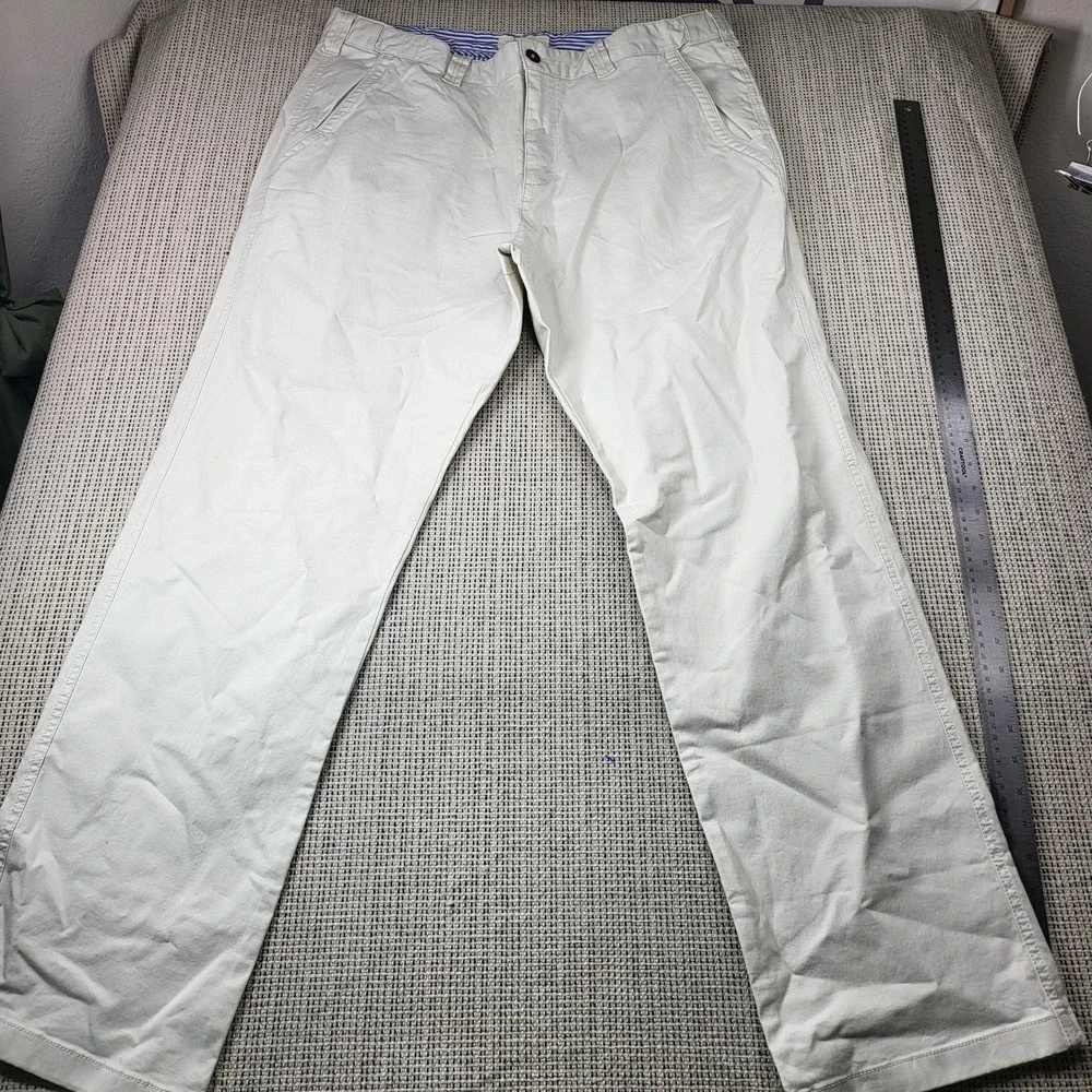 Territory Ahead Pants Mens 37x32 White Chino‎ Regular Fit Straight Leg Casual